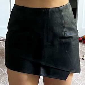 Lulu's Black Asymmetric Edgy Vibes Black Vegan Leather Skort